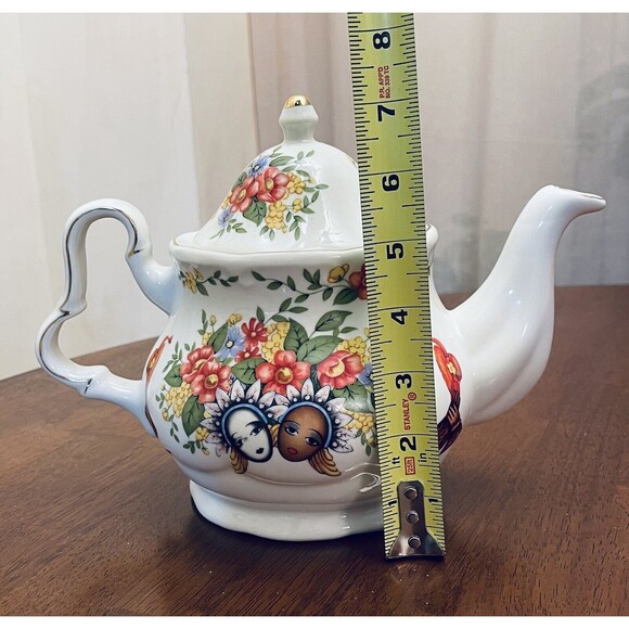 Anthony Mark Hankins Teapot Limited Edition #890 Ceramic Flowers Mask Face Markd - Picture 10 of 12
